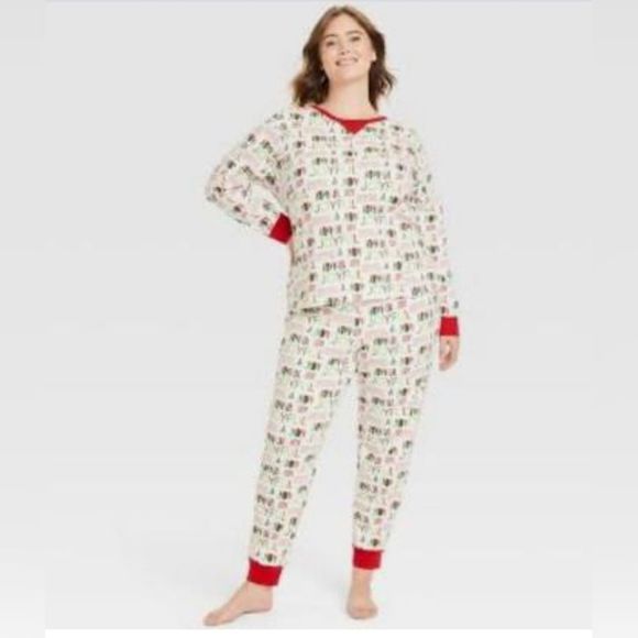 Women's The Wondershop JOYFUL PAJAMA SET Plus Sz. 3X  White Multi colored NWT - Picture 1 of 7